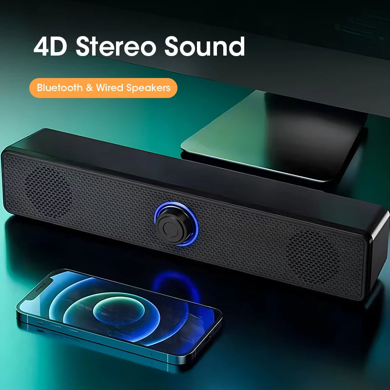 Computer Speakers PC Sound Box USB Powered Soundbar Wired and Wireless Bluetooth Speaker for Pc Gaming Surround Audio System